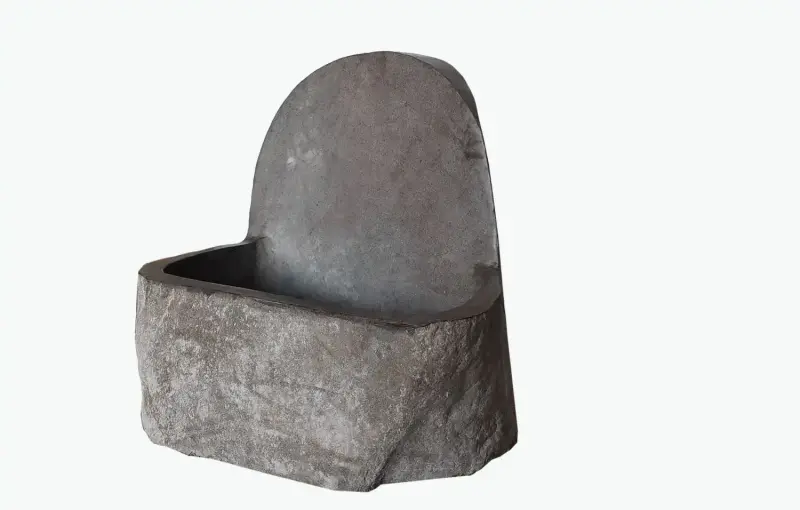 Product image of the product “Watergame with the wall behind,made from riverstone, the heigh of the basin is 32cm, with the deep of the hole is 26cm ”
